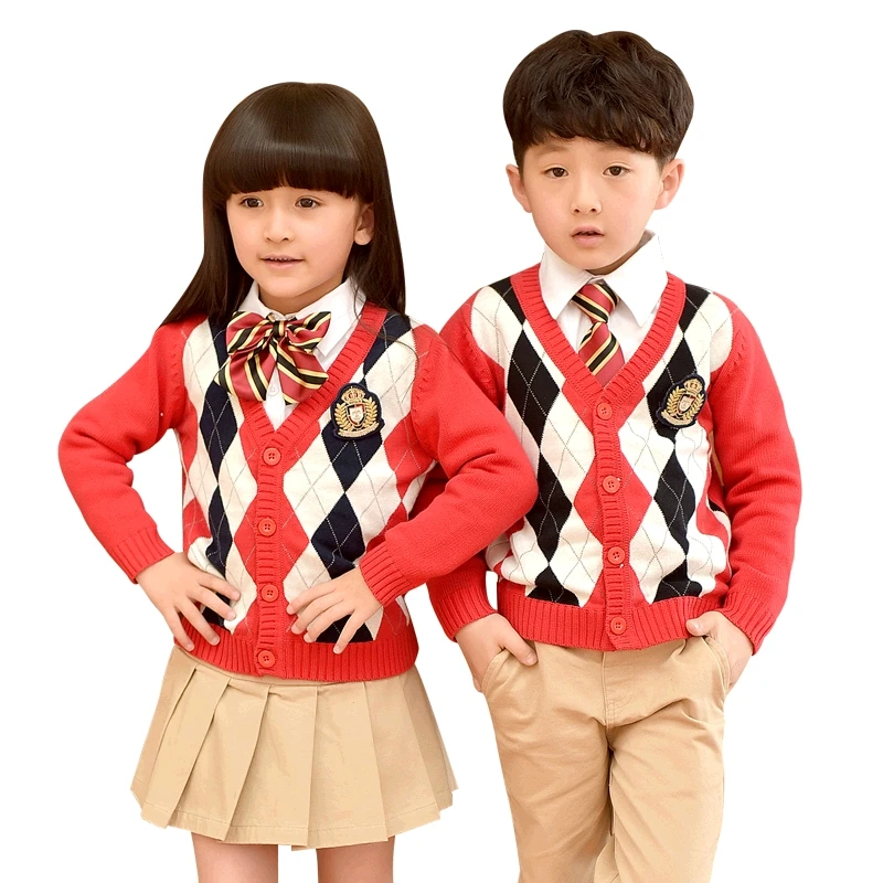 

British School Children Uniforms Spring Autumn Shirt Skirt Pants Uniforms Sweater Cardigan School Uniforms Suits 2-10T