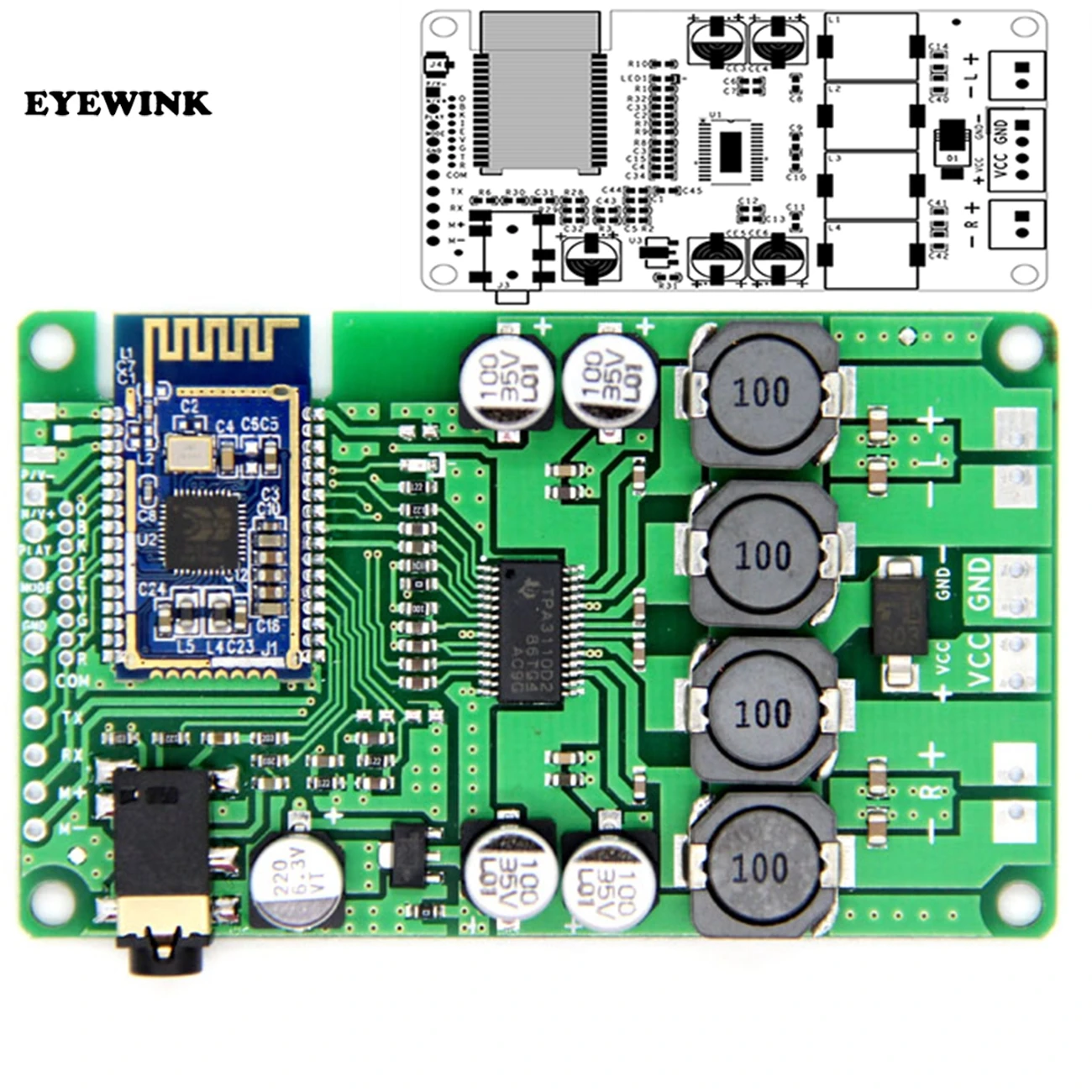 

Bluetooth 5.0 Power Amplifier Board 2x15W/10W Support AUX Audio Input Support Serial Command Can Change Name and Password