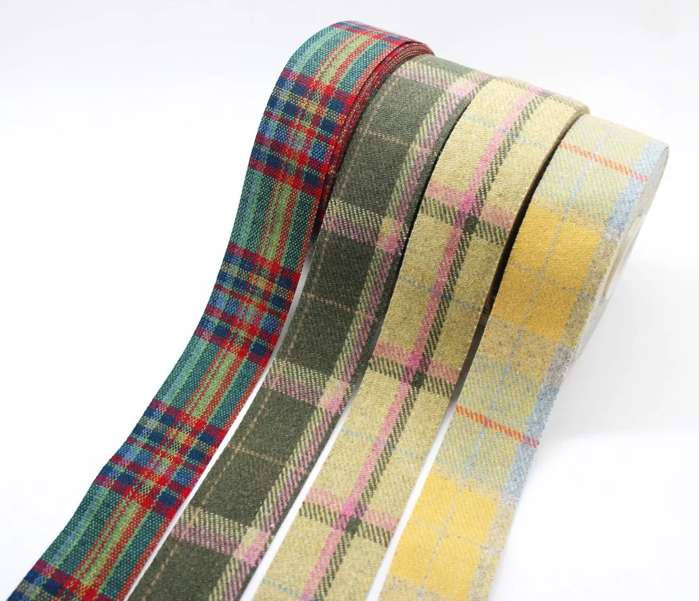 5 yards 3//8/" BROWN WHITE Polyester Scottish Checkered Check Gingham