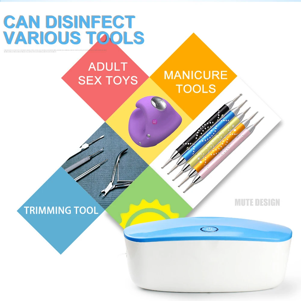 Kbxstart Portable LED UV Sterilizer Box Beauty Nail Art Tools Disinfection Cleaner Storage Box for Comestic Personal Care