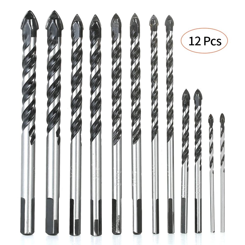 10pcs/set Multi-purpose Ceramic Tile Triangular Drill Bits Glass Drilling Tool for Glass Wood Tiles Marble Ceramic Wall