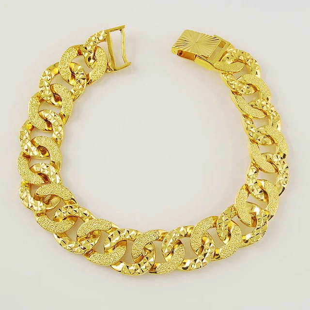 24K Gold Flat Curb Chain Bracelet