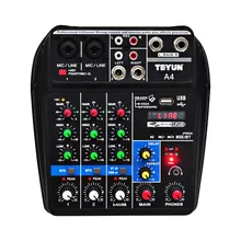 Consola de mezcla de sonido A4, consola mezcladora de sonido, con reproductor de grabación USB, bluetooth, 48V, efecto de repetición con retardo de potencia, modelo A4 Phantom