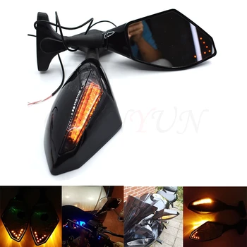 

Universal Motorcycle Rear View Side Wing Mirrors w/ LED Turn Signal Light for Honda VFR800 CBR1100XX BLACKBIRD ST1300 ST1300A