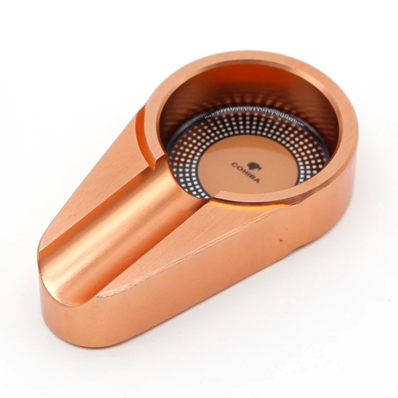 

COHIBA Portable Travel Cigar Ashtray Metal Mini Cigarette Ashtray Round Single Cigar Holder Tobacco Ashtray with Carton Box