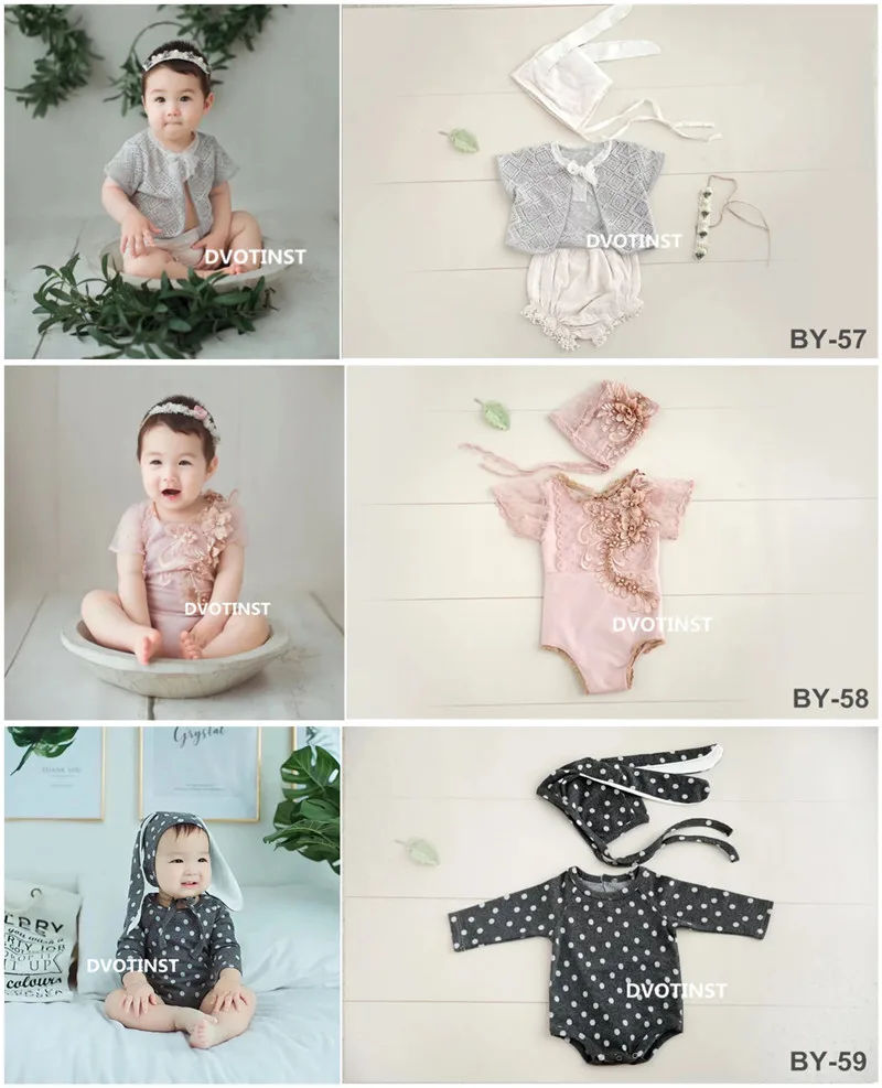 Dvotinst Baby Girls Photography Props Cute Lace Flora Outfits Dresses Clothes Set Fotografia Accessories Studio Shooting | Детская