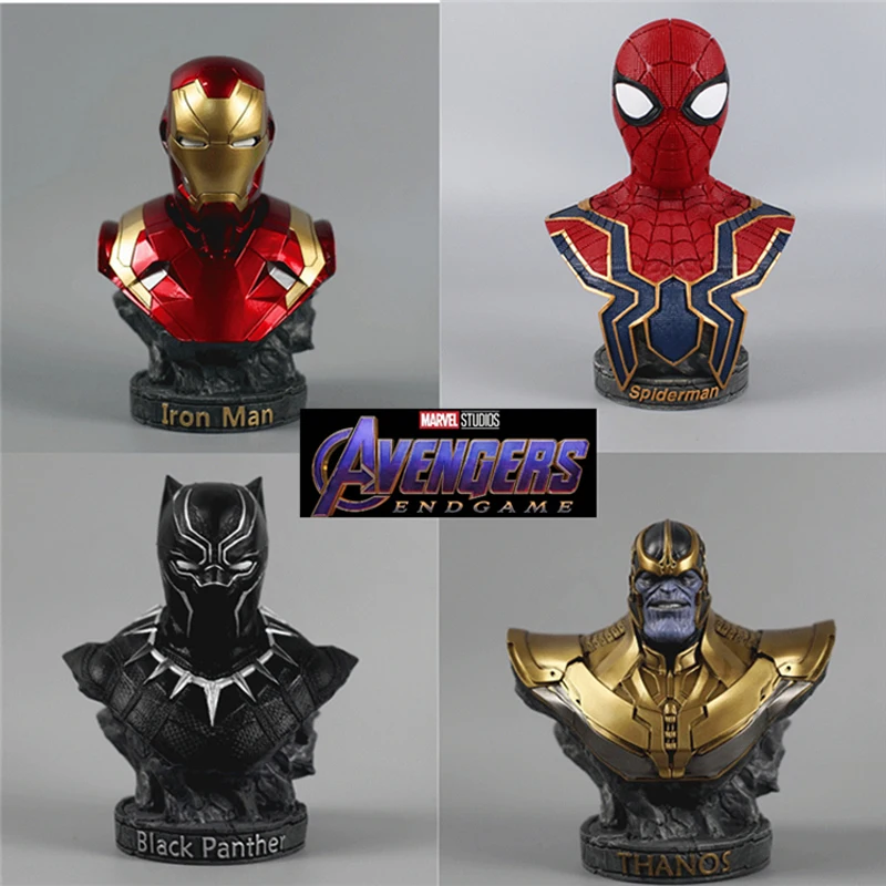 

Marvel Avengers Final Battle, Iron Man Black Panther Spiderman Doctor Strange 18cm Color Bust Statue