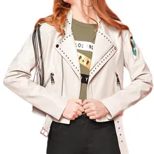 Демисезонный PU для женщин цветок Верхняя одежда с вышивкой пальто для будущих мам повседневное куртка с длинным рукавом бусины кожаное пальт