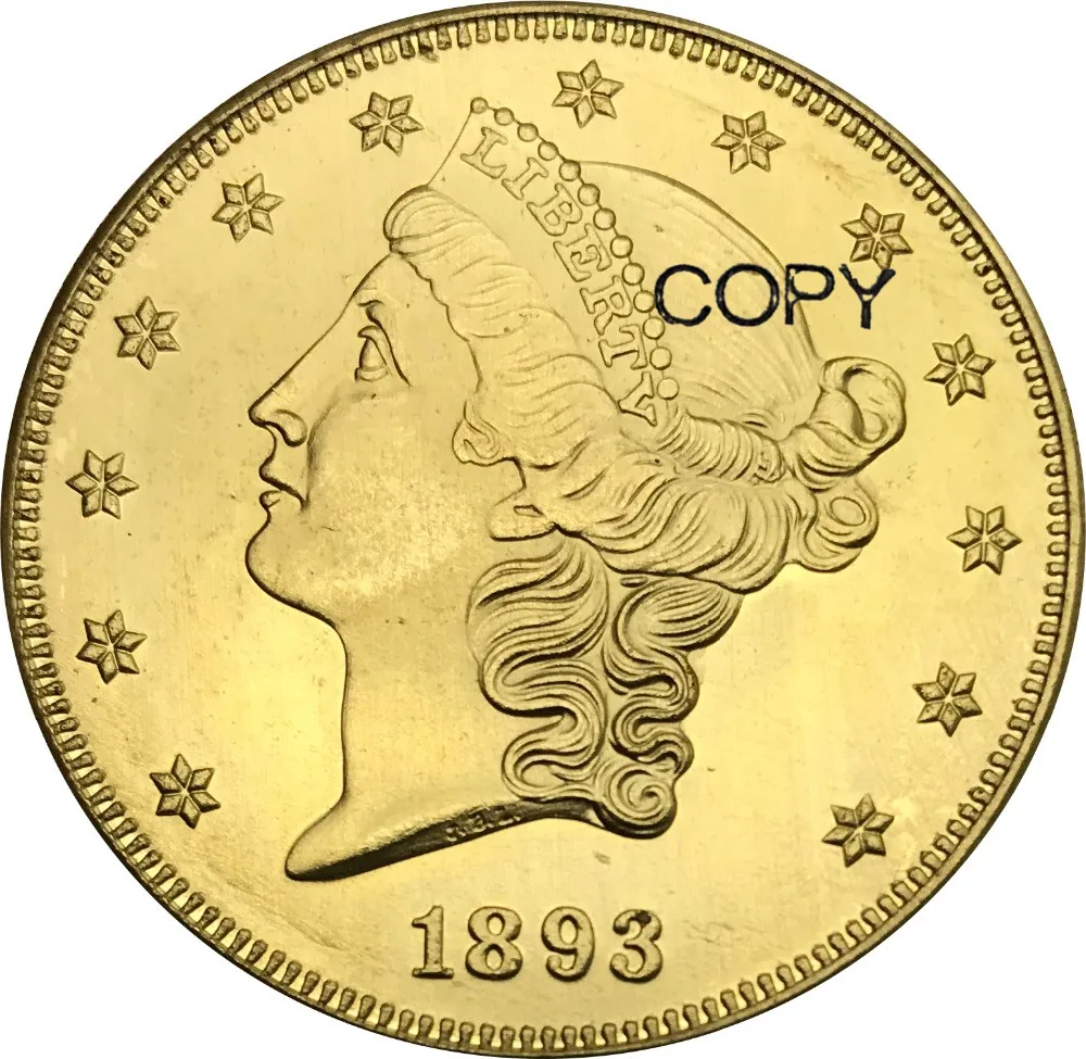 США 20 долларов Liberty Head-двуглавый орёл с девизом 20 долларов 1893 1893 cc 1893 s латунные металлические копии монет