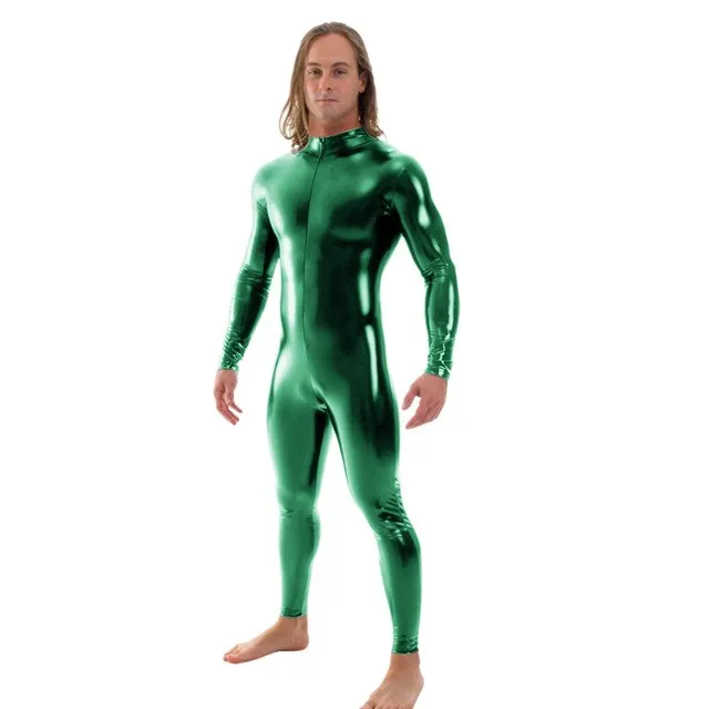 LZCMsoft Full Bodysuit Zentai Lycra Spandex Suit for Men Unitard Shiny ...