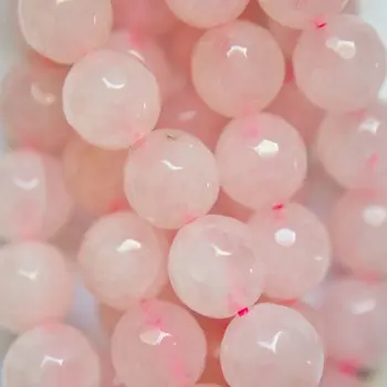

Natural Faceted Rose Quartz beads - Round 8 mm beads, Gemstone Beads - Full Strand 15", 46 beads, A-Quality