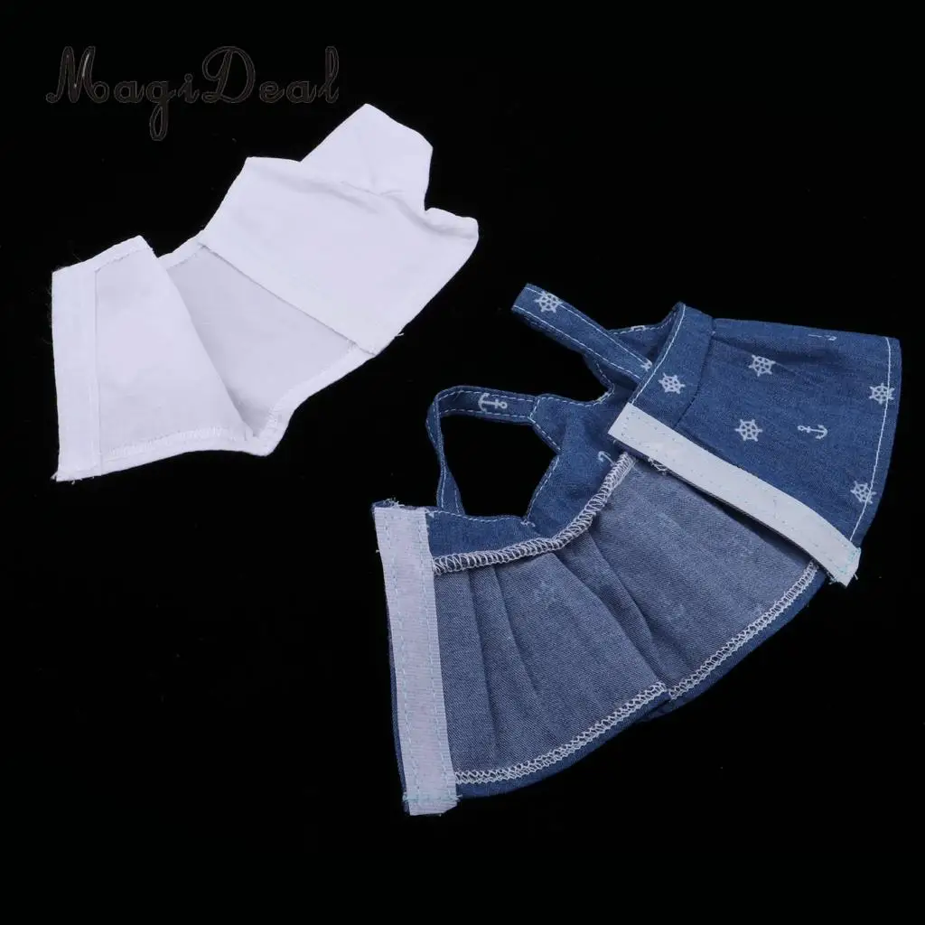 Cute White T-shirt & Suspender Skirt Set for 25cm Mellchan Baby Doll Dress Up Accessory