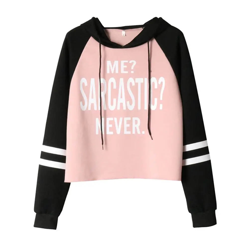 

2019 New Fashion Corduroy Long sleeves Letter Harajuku Print Light pink Pullovers Tops O-neck Women's Hooded sweatshirt tops