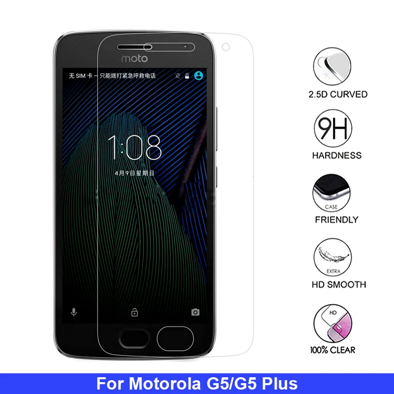 

2Pcs Tempered Glass for Motorola Moto G5 Screen Protector 9H 2.5D Phone Protection Film for Moto G5 Plus Tempered Glass