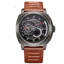 Comandante Plus + Seriers Luminosa Parnis Mens Moda Pulseira de Couro Relógio Mecânico Automático relógio de Pulso