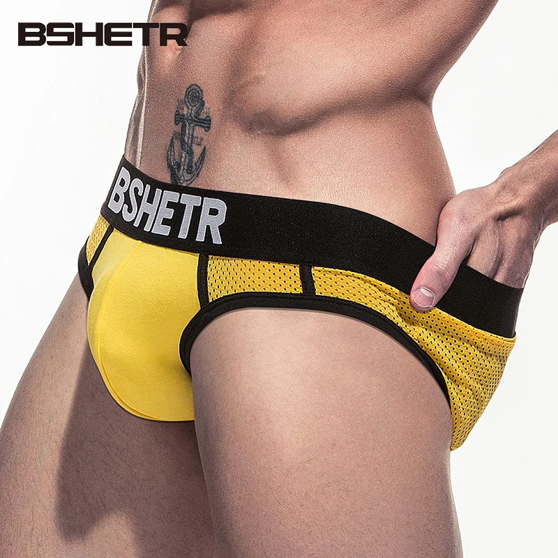 

BSHETR Brand New Arrival Mesh Men Underwear Sexy U Pouch Pants Male Panties Gay Slip Briefs Homewear Cueca Breathable Underpants