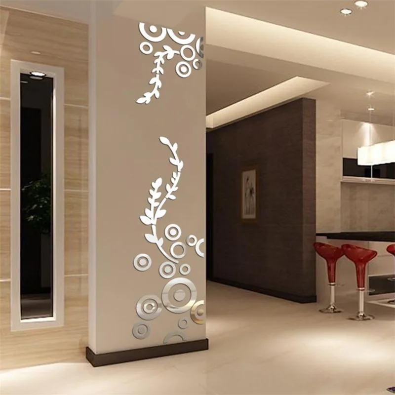 Stickers on the wall Creative Circle Ring Mirror Wall Stickers 3D Home