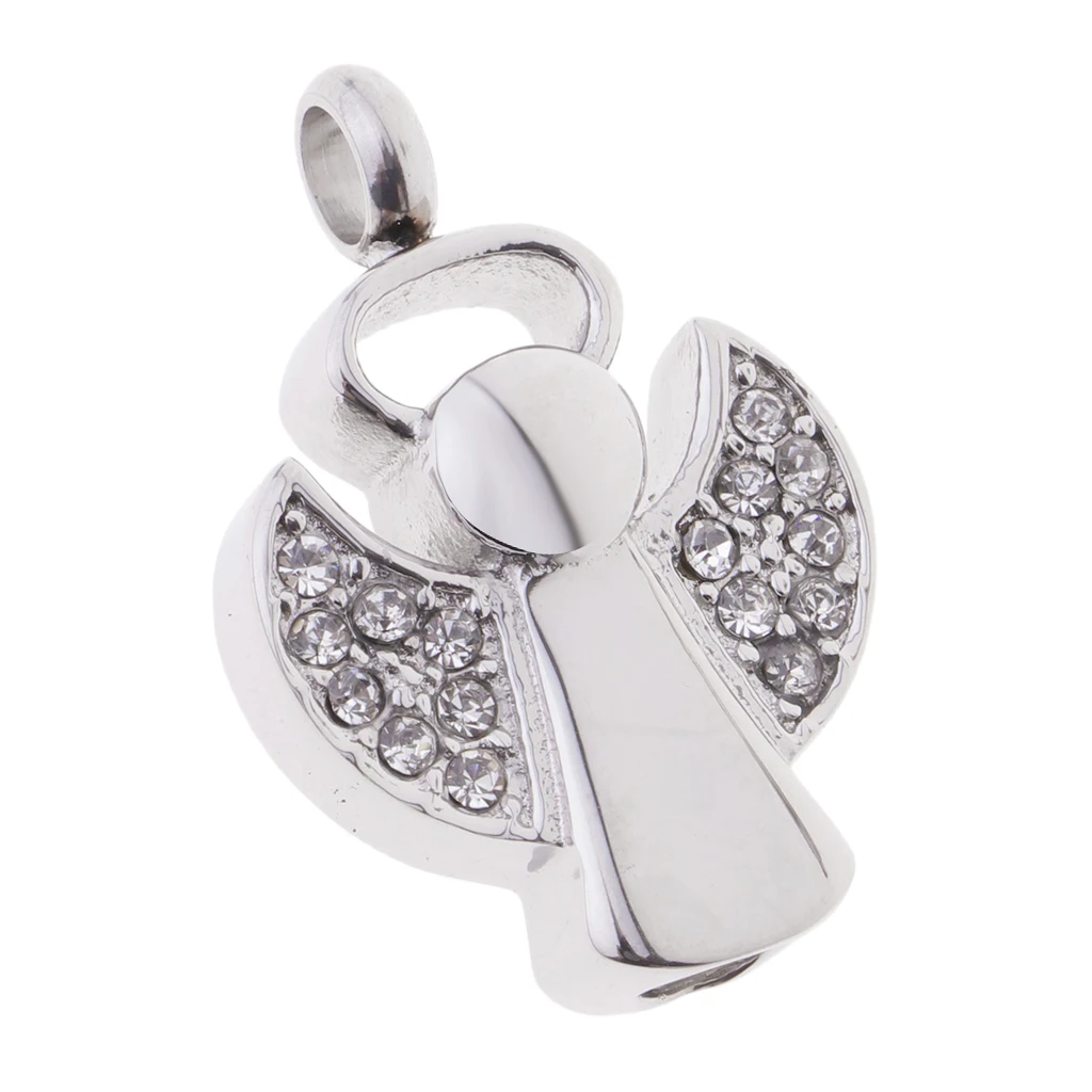Angel with Rhinestones Pendant Urn Ashes Cremation Jewelry without