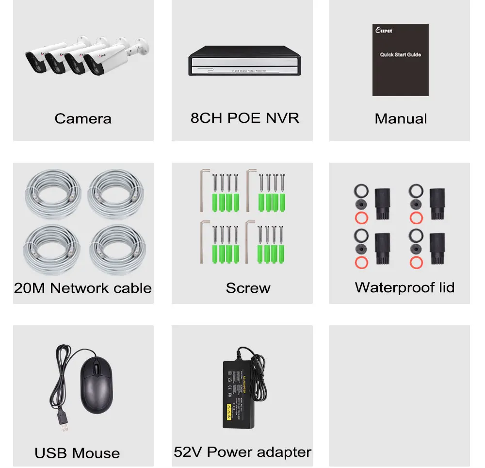 Хранитель H.265 8CH 5MP POE NVR система комплект с 8 шт 5MP Onvif POE ip-камера видеонаблюдения с Аудио динамиком комплект камеры видеонаблюдения - Цвет: Фиолетовый