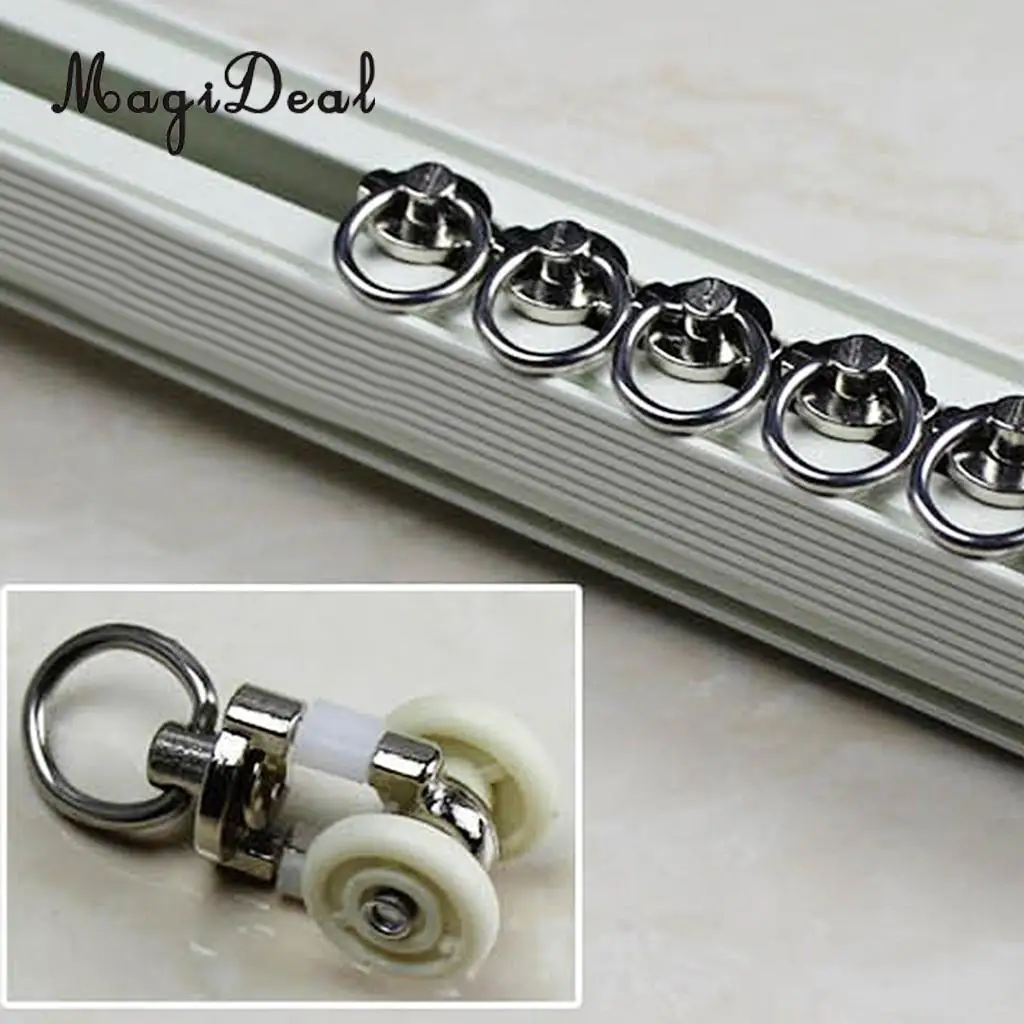 Pack of 10, Aluminum Alloy Door Window Curtain Track Slide Wheeled Carrier, Wheel Rollers