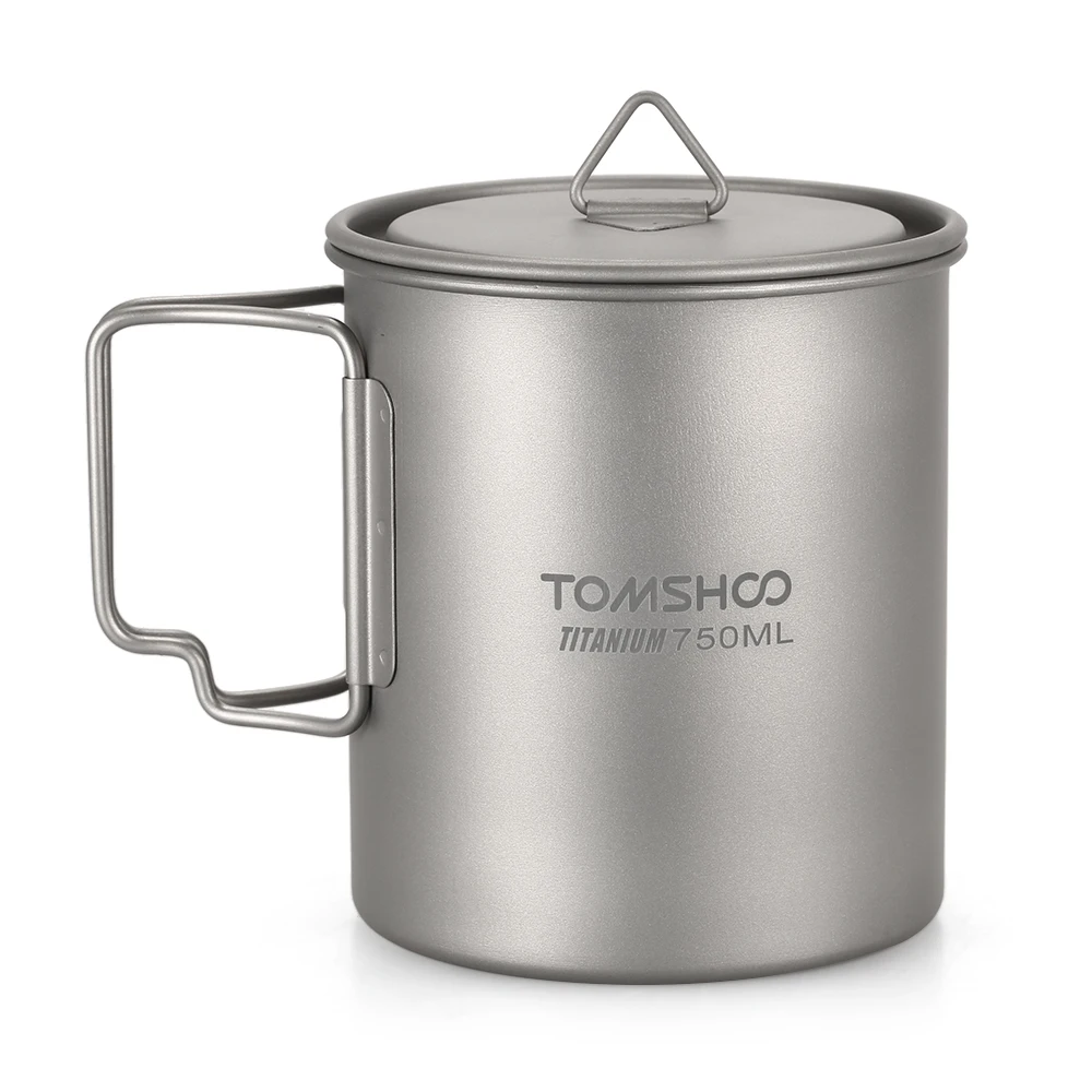 TOMSHOO Сверхлегкая титановая чашка 750 мл для кемпинга и путешествий, портативная чашка для воды для пикника, Кружка со складной ручкой - Цвет: water mug