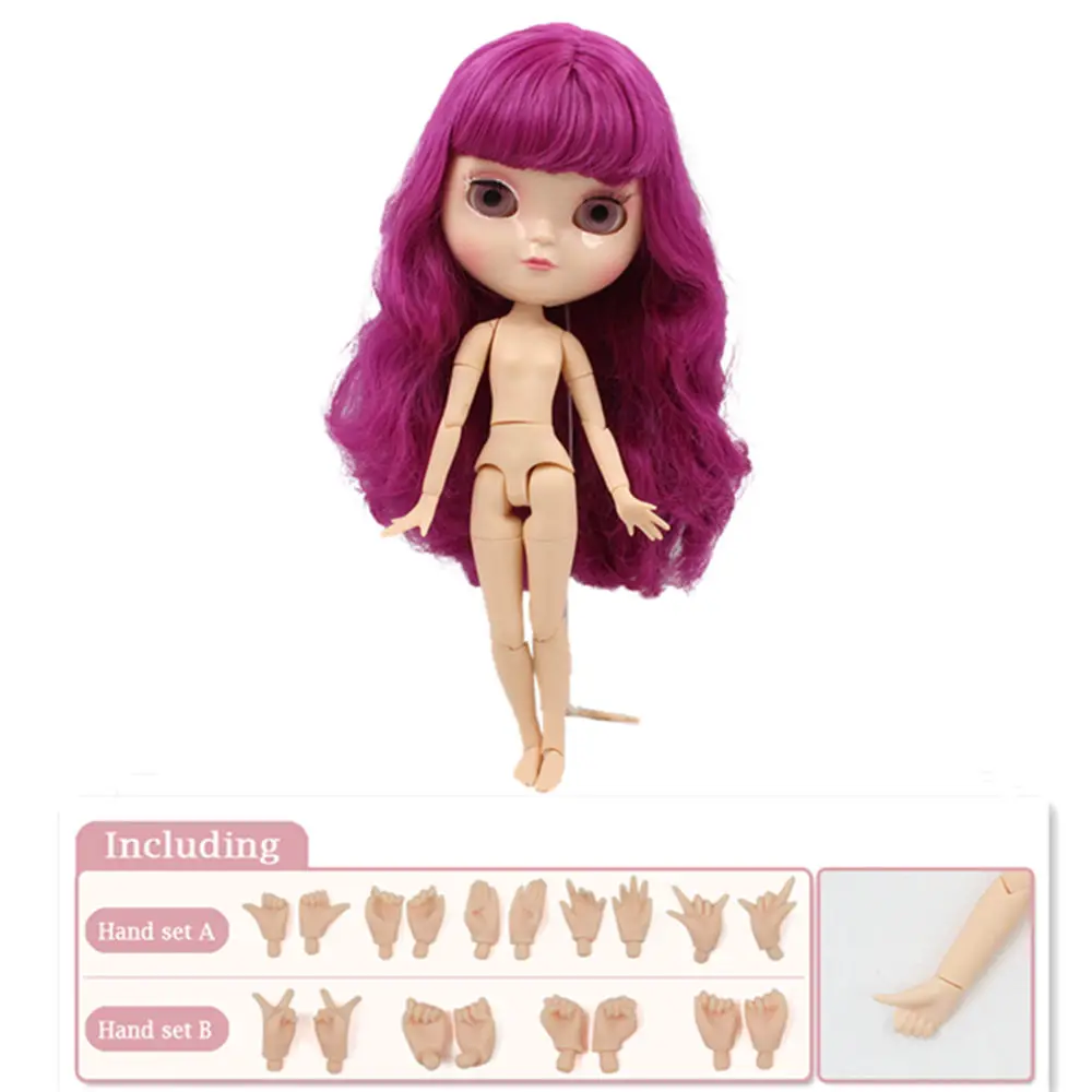 

Fortune Days ICY DBS Doll 1/6 Cute pink curly hair joint body including hand setAB Gift 30cm High Quality toys