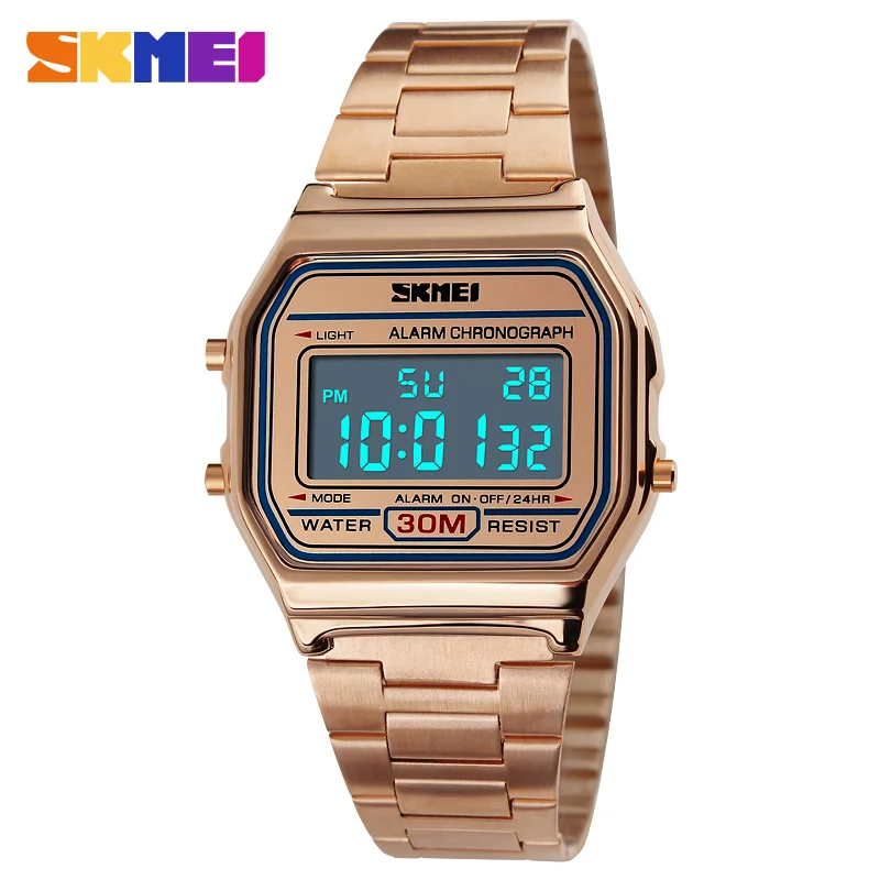 Vente SKMEI De Luxe En Acier Montre À Quartz Femmes Horloge Or Dames Occasionnels montre Bracelet Relogio Feminino Étanche Numérique Robe Montres
