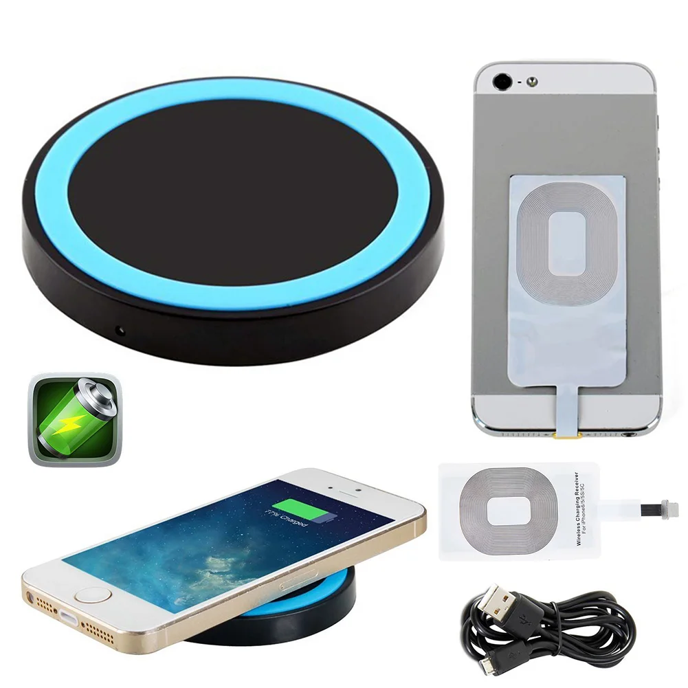 ALLOET Mini Desktop Qi Wireless Charger Pad With Fast Wireless Charging Receiver Kit For iPhone 7/6/6S/5/5S/5C LG Nexus 4 5 6 D1 ALLOET Mini Desktop Qi Wireless Charger Pad With Fast Wireless Charging Receiver Kit For iPhone 7/6/6S/5/5S/5C LG Nexus 4 5 6 D1