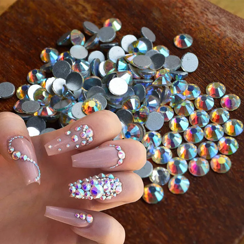 Buy 1440Pcs/Set AB Nail Rhinestones Flat Back Crystal