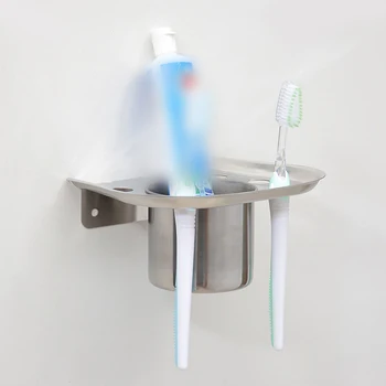 

1 pcs Toothbrush Cup Rack Durable Premium Stainless Steel Wall Mount Bathroom Toothbrush Storage Rack Organizer Holder