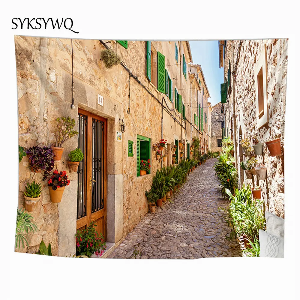 

vintage street wall hanging carpet 2019 europe house floral tapestry wall hanging large wall cloth