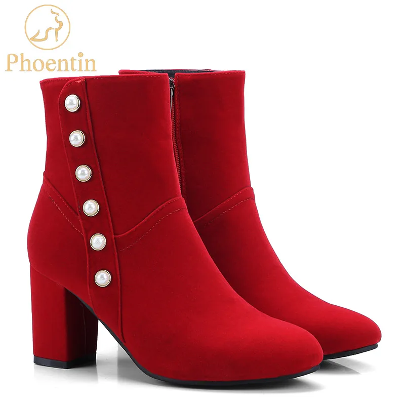 red boots small heel