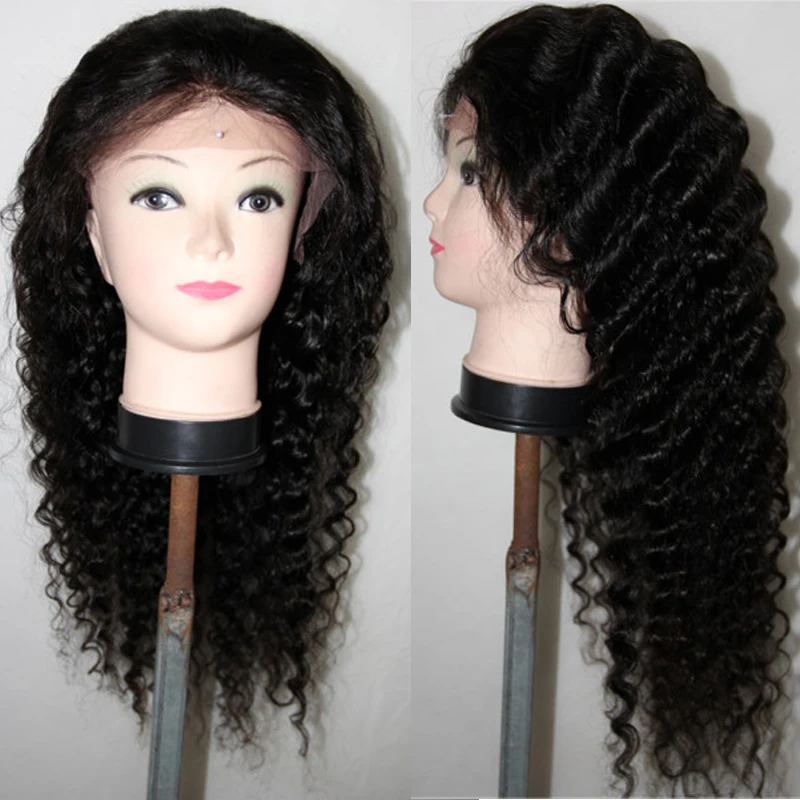 LUFFYHAIR 1"-24" глубокие волнистые парики для волос бразильские Remy человеческие парики для женщин Безглютеновые парики для волос с волосами младенца
