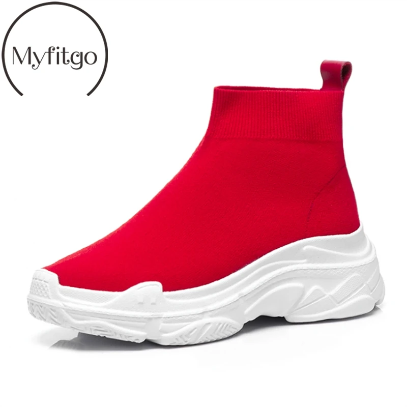 

Myfitgo Platform Sock Sneakers Women Knitted Shoes Woman Running Sport Breathable Shoes Women Sneakers Spring Femme Shoes New