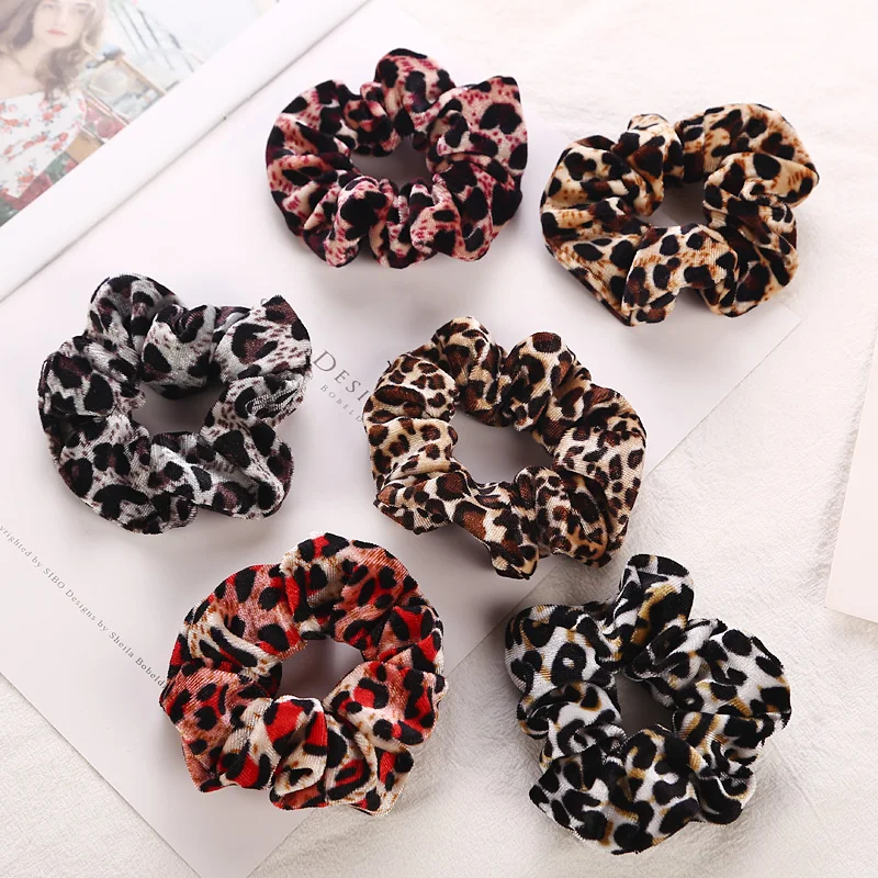 2018 Fashion Women Leopard Print Cloth Large Elastic Hair Bands