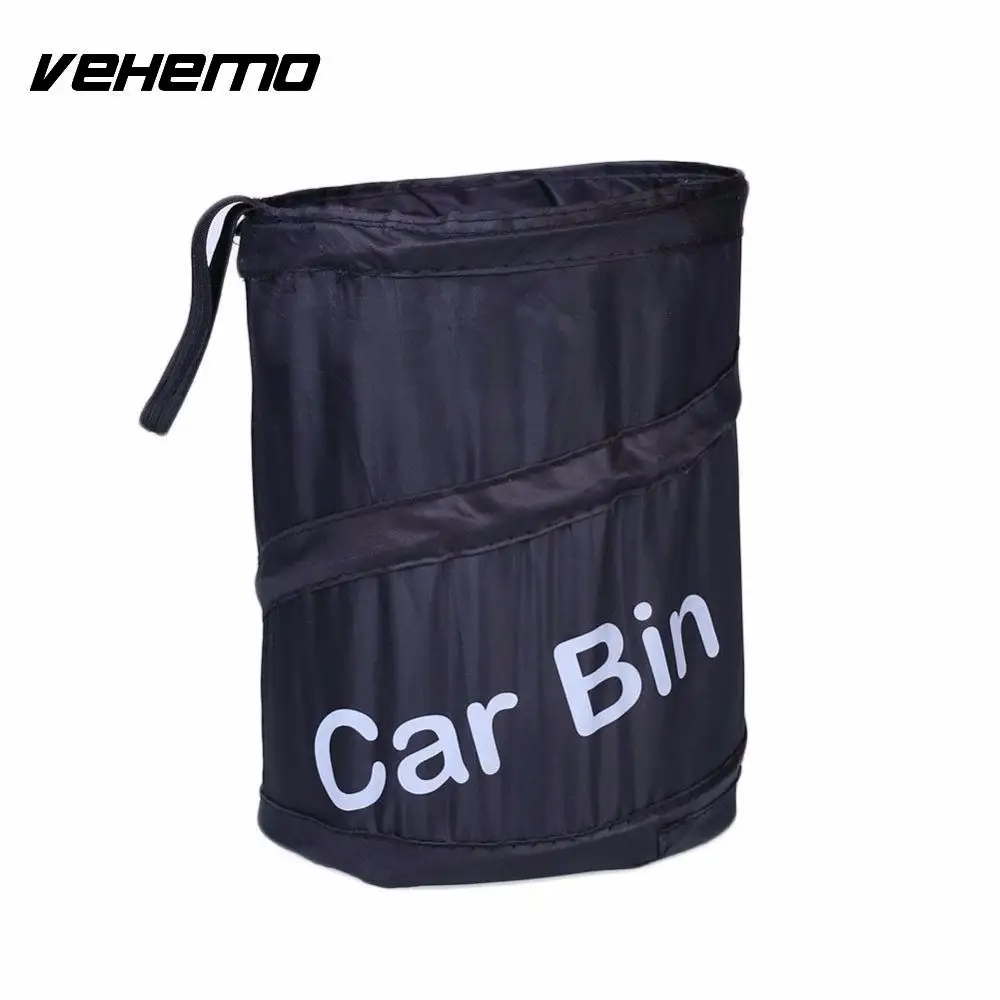 

Portable Car Interior Foldable Leakproof Dust Bin Storage Bucket Garbage Container Box Bag Black Universal Travel Car Trash/Bin