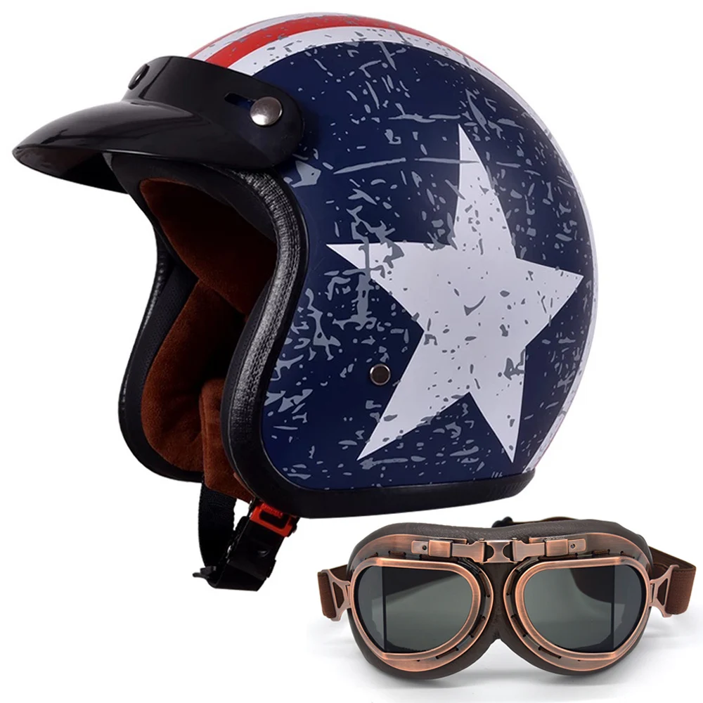 

Motorcycle Retro Helmet For Harley Chopper Vintage Casco Moto Chopper Open Face Helmets Motor bike Scooter Casco DOT Approval