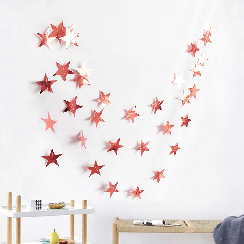 4m 33 Stars Paper Banner Baby Shower Decorations Its a Girl Boy Kids First Happy Birthday Party Unicorn Supplies Babyshower