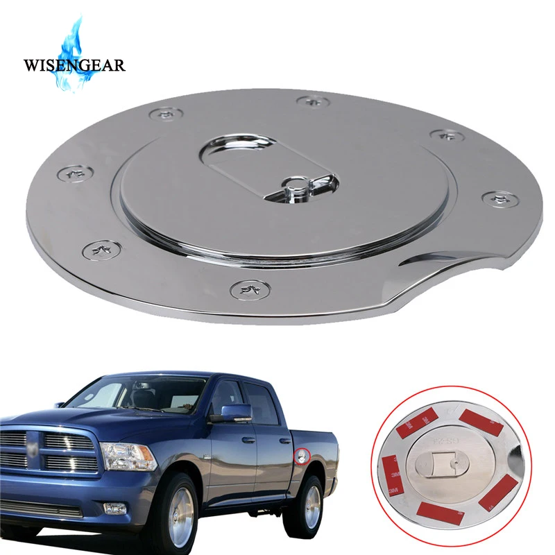 

WISENGEAR Car Oil Case Triple Chrome Plated ABS Fuel Tank Gas Door Cap Cover For Dodge Ram 1500 2500 3500 2009 - 2017 Silver