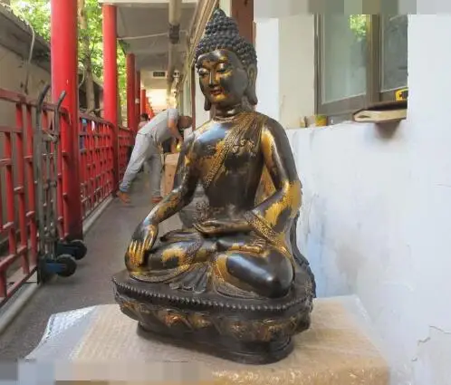 

song voge gem S6366 22"Tibetan Buddhist Temple hall Bronze Tathagata Sakyamuni Buddha Statue