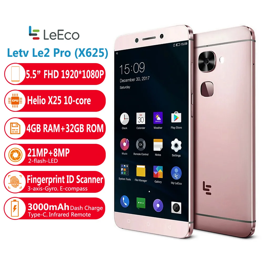 Letv LeEco Le 2 Pro X625 смартфон с 5 дюймовым дисплеем процессором Helio X25 ОЗУ 4 Гб ПЗУ 32 ГБ 4G LTE