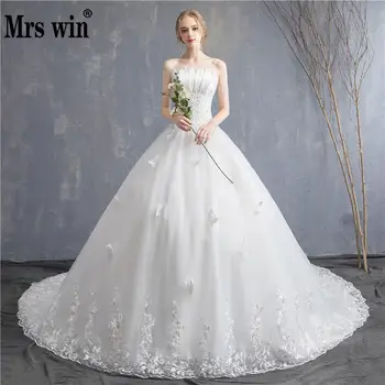 

Wedding Dresses 2020 New Mrs Win The Sexy Strapless Chapel Train Ball Gown Princess Luxury Stereo Embroidery Wedding Dress F