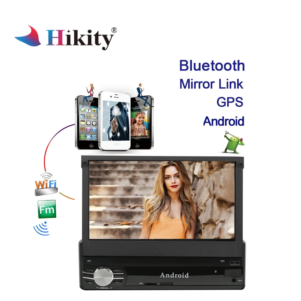 

Hikity 1 din Car Radio 7" android 6.0 Car Multimedia Quad Core Autoradio GPS Stereo Wifi Mirror link Bluetooth FM SD MP5 Radios