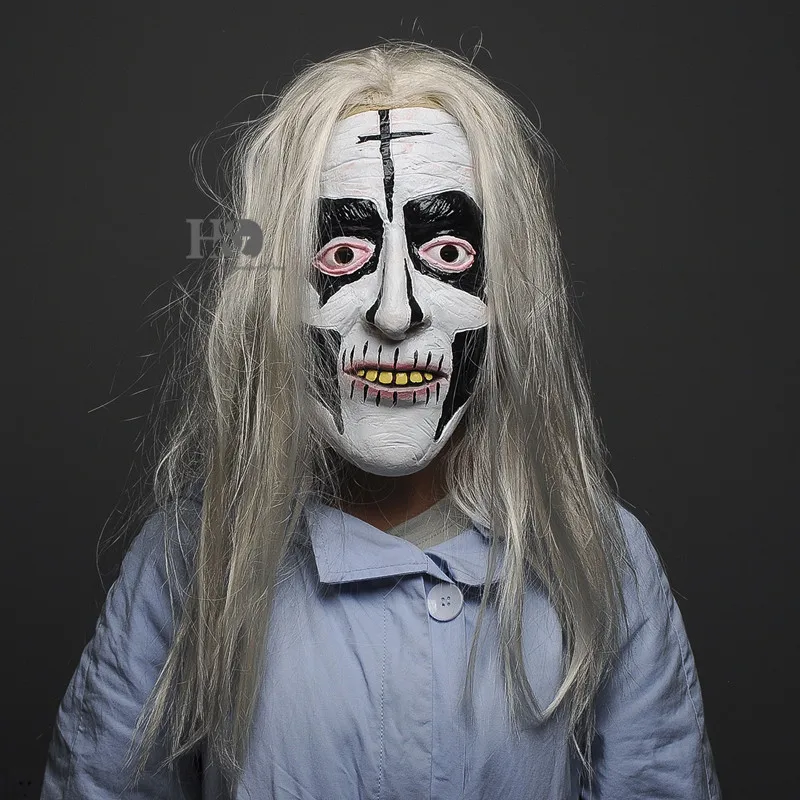 

Full Face Cosplay Scary Witch with Long Hair Ghost Latex Mask Horror Masquerade Adult Ghost Halloween Props Costumes Fancy Dress