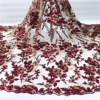 

Madison African Cord Lace For Wedding Dress.High Quality Guipure Lace Fabric With Beads Nice Flower,New Nigerian Lace Fabric