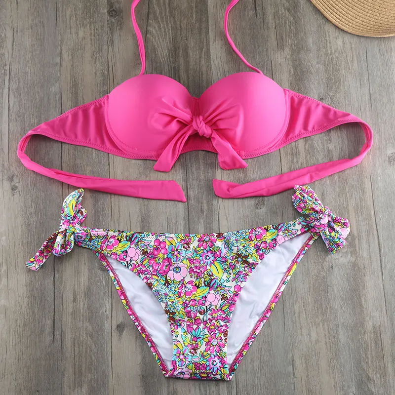 

Lady's Brazilian Push Up Bikini Set Bra Swimsuit Strappy Bandage Beachwear Swimwear Biquini Swimming Suit For Women Bathing suit