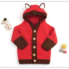 Детский свитер осень-зима детская милая куртка с капюшоном пальто для ясельного возраста для девочек и мальчиков; трикотажная одежда; детские свитера костюм chandail