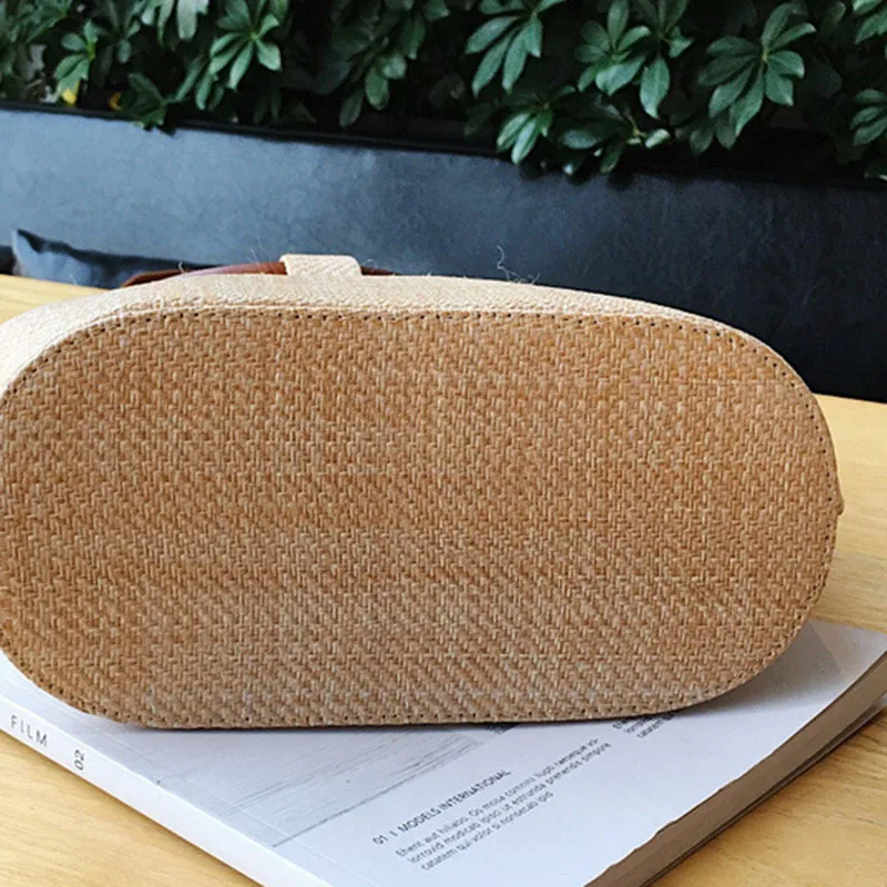 Fashion Women Hot Beach Straw Bags INS Popular Autumn Female Wooden Ring Weave Handbag Casual Lady Knitted Shoulder Bag SS3423 (7)