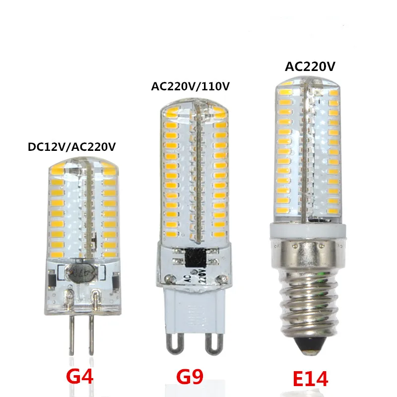 3 Вт 4 5 6 7 8 9 силиконовый корпус E14 G4 G9 светодиодный светильник DC12V AC220 В AC110V