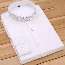 Для мужчин рубашка тонкий моды Для мужчин стенд воротник сплошной Цветная рубашка Для Мужчин's Бизнес официальный с длинным рукавом Повседневное качества рубашка